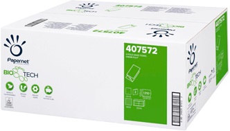 Handtuchpapier Bio Tech - V-Falz - 2-lagig - Weiß - Zellulose - 22cm x 21cm - Packung mit 15x210 Blätter